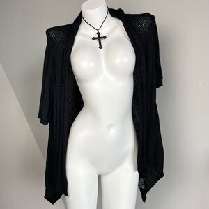 Black Knit Short Sleeve Cardigan